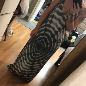 Gray tie-dye maxi dress